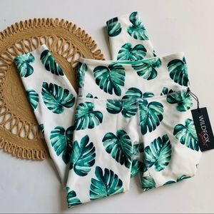 Wildfox Sweat Green Tropical Banana leaf leggings
